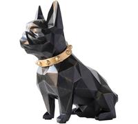 Bouledogue Français Statue Sculpture en Résine Décor pour étagères Statue De Chien Boîte De Rangement pour Pièces De Monnaie Rangement De Bureau Et Décoration De L’Espace, Black