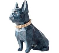 Bouledogue Français Statue Sculpture en Résine Décor pour étagères Statue De Chien Boîte De Rangement pour Pièces De Monnaie Rangement De Bureau Et Décoration De L’Espace, Dark Blue