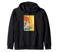 Bouledogue français Surfant Japonais Great Wave Kanagawa Sweat à Capuche