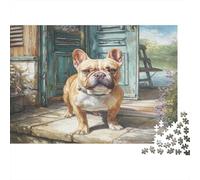 Bouledogue Français Véranda Campagne Puzzle 1000 Pièces Papier pour Adultes Décoration Maison Détente Cadeau 38x26cm/1000pcs