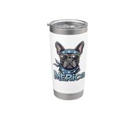 Bouledogue français vintage du 4 juillet Merica Gobelet isotherme en acier inoxydable double paroi