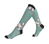 Bouledogue Français Vintage Pop Art Chaussettes De Compression 50Cm Femmes Chaussettes Viaggio Calze A Compressione Pour Avion Circulation Maternit Infirmiers