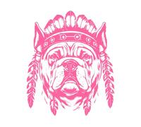 bouledogue portant une tête de chef indien dessinée à la main Stickers muraux 49.2x59.2cm Décoration de magasin Rose