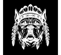 bouledogue portant une tête de chef indien dessinée à la main Stickers muraux en vinyle 49.2x59.2cm Embellissement mural Blanc