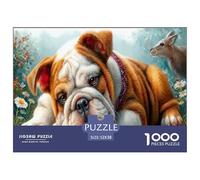 Bouledogue Puzzle 1000 Pieces Cadeau Unique Jardin de Conte de fées Défi Jouet À De Qualité Supérieure Peinture Art pour Adultes Et Enfants À Partir De 12 Ans 52x38cm/1000pcs
