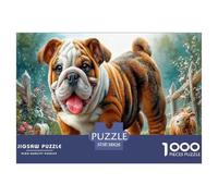 Bouledogue Puzzle 1000 Pièces Jouet en Bois Divertissement Créatif Décoration Intérieure Sentier de Jardin Fleuri Challenge Toy Adultes Et Enfants À Partir De 14 Ans 38x26cm/1000pcs