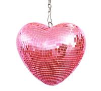 Boules à Facettes Disco en Forme de Cœur 15 cm avec Chaîne de Suspension, Décoration Miroir Réfléchissante pour Mariages, Saint-Valentin, Fêtes, Rose