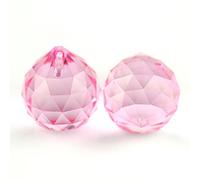 Boules à facettes en cristal K9 à suspendre - Prisme en verre Feng Shui - Pour arbre, mariage, fête, hôtel, décoration - Rose - 40 mm