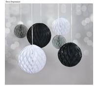 Boules Alvéolées Blanc Noir Gris 6 Pièces 3 Tailles - Rayher