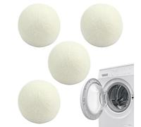 Boules anti-peluches pour sèche-linge - Adoucissant en laine réutilisable - Balles rondes en laine pour sèche-linge - Kit de nettoyage à sec - Boule d'adoucissant de tissu naturel pour le linge