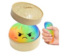 Boules Anti Stress Dumplings, Boulettes Anti Stress Géantes Paillettes Dumplings, Boulettes Antis S-tress Dumpling Mystères Colorés avec Boîte Vapeur, Boules Pâte Presser Pâte Antis S-tress Dumpling