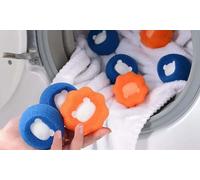 Boules attrape-poils pour machine à laver : Bleu + Orange / x6