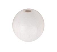 Rayher 63077102 Perles en bois, blanc, mat,30mm ø, trouées, 1 lot de 4 pces., FSC 100%, art créatif, décorations, porte-clefs, figurines