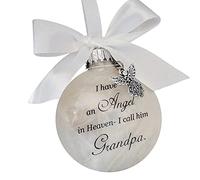 Boules commémoratives de Noël - Boule à plumes « I Have an Angel in Heaven » avec ange - Décoration de Noël - Pendentif à suspendre - Souvenir des êtres chers - Grand-père