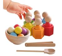 Boules d' en bois - Jeu d'appariement avec une boule dans un verre | Jouet éducation précoce et apprentissage précoce, développe la motricité et le manuel (français non garanti)