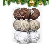 Boules d'arbre de Noël | 12 Pièces Décorations En Corde De Coton Fait À La Main Rustiques | Décorations D'arbre De Noël Style Pays - Pour Chambre École Bureaux Appartement Fête De Noël Hiver