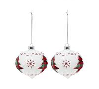 Boules d'arbre de Noël Christmas Planet 2003 8 cm (2 uds) cristal blanc