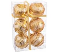 Boules d'arbre de Noël or plastique spirale 8 x 8 x 8 cm (6 pièces)