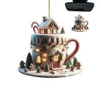 Boules d'arbres de Noël dans la forme de la maison des tasses | Décoration de remorque en acrylique 2d pour la fête de Noël et les jours fériés | Décorations d'arbres festifs pour le salon de la chamb