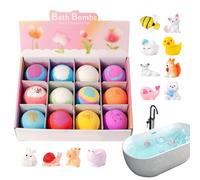 Boules de Bain avec Jouet Inclus - Nettoyant Corporel Relaxant et Coloré,12 Pastilles Effervescentes pour Bain avec Jouets - Pour Détente en Voyage Spa Hôtel Salle de Garçons Filles