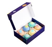 Boules de Bain,Coffret de 6 Billes Nettoyage Douceur Naturel - Boules Effervescentes au Sel de Bain en Forme de Planète,Idée Cadeau Anniversaire, Fête des Mères,