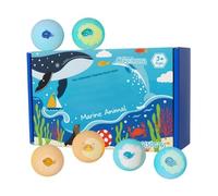 Boules de bain étincelantes, nettoyant pour le corps sur le thème de, six pièces de boule de douche à bulles avec jouet mystère, formule moussante respectueuse de la peau avec gommage doux, kit