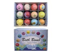 Boules de bain hydratantes, de 12 pièces, bains moussants de 8,87x6,3x2,29 pouces, collection Fizz Bomb avec effet hydratant, boules de soins de bain relaxantes avec finition à dissolution d