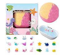 Boules de bain moussantes pour les petits | Pétillantes colorées avec jouet dedans pour bas de Noël - Boule Bain Pétillante Moussante - pour Anniversaire Action de Grâce Fête des Filles et Garçons Fam