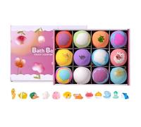 Boules De Bain Moussantes - PVC Coffret 12 Pièces 23x18x6cm | Galets Effervescents Avec Jouets | Set Cadeau Hydratant Pour Aromathérapie, Soin Apaisant, Spa À Domicile Et Détente