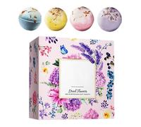 Boules de bain naturelles pour femme,4 Pièces avec Fleurs Séchées pour le Bain | Boules Effervescentes au Sel de Bain | Pour Femmes Filles Amoureuses du Spa Soirée en Amoureux Hôtel Maison