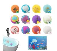 Boules De Bain Pétillantes - Paquet De 12 Boules De Lavage Du Corps, Jouet Caché Surprise À L'intérieur, Bulles ées, Soins Hydratants Pour La Peau | Sel De Bain Pour Garçons Et Filles, Anniversa