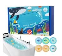 Boules de bain pour enfants, nettoyant pour le corps en six pièces avec jouet à l'intérieur, design sur le thème marin, boule de bain SPA - Pour maison, voyage, service, hôtel, anniversaire et détente