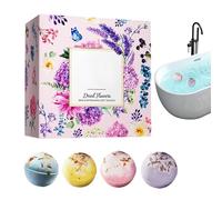 Boules de Bain pour Femme | 4 pièces au fleurs séchées pour le corps - Boules Effervescentes au Sel de Bain - Pour Femmes Filles Amoureuses du Spa Soirée en Amoureux Hôtel Maison