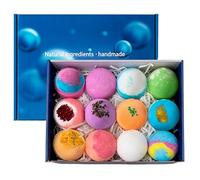 Boules de bain pour femmes - 12 Pastilles de bain aux fleurs séchées au parfum longue durée - Boules moussantes artisanales,pour relaxation, spa, soins personnels, anniversaire, fêtes,