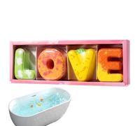 Boules De Bain Pour Femmes 4 Pièces Saint-Valentin Amour Colorées Extraits | Boules De Bain Effervescentes Pour Maison Rangement Décoration Couples Vacances Anniversaire