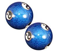 Boules de Baoding bleues - 2 boules de santé chinoises Yin-Yang de 4,7 cm, boule de carillon de méditation en métal pour soulager le stress, massage, fitness, exercice des mains, relaxation, pleine co