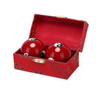 Boules de Baoding Boules de méditation Yin Yang | Finition laquée rouge avec chromothérapie for soulager le stress et exercer les mains