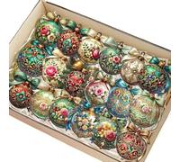 Boules de bois de Noël - Kit de suspension de 18 pièces | Pendentifs décoratifs pour arbres, tables, cheminées, jardins, escaliers, chemins, guirlandes et présentoirs de fête