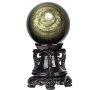 Boules de cristal - Boules de quartz naturelles, boule en cristal d'obsidienne dorée naturelle, cristaux de guérison, boules feng shui, boule de quartz de méditation, figurine en pierre avec support