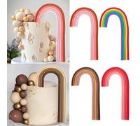 Boules de décoration de gâteau arc-en-ciel, décorations de gâteau d'anniversaire Boho, marron crème, rose, pour réception-cadeau pour bébé, décoration de Cupcake de mariage no.7 rainbow