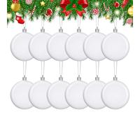 Boules De Décoration De Noël - 3,15x3,15x0,79 Pouces 12 Pièces Sphères, Plates Blanches À Peindre, Créez Vos Propres Ornements De Noël pour Fêtes, pour Jardin Terrasse Porche Mariage Intérieur Appuis