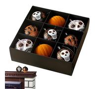 Boules de décoration d'Halloween, ornements de boules d'Halloween pour arbre - 9X ensembles de décorations de boules de festival fantôme en PVC incassable | Ornements à motif crânes colorés re
