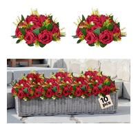 VEVOR Boules de Fleurs Artificielles, Lot de 10, 24 cm, Compositions de Roses Rouges Artificielles, Fausses Fleurs Décoratives pour Centres de Table, Mariages, Saint-Valentin, Décoration d'Intérieur