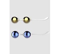 NALONE Yany Sphères de Kegel - Boules de Geisha pour le Renforcement des Muscles Pelviens & la Stimulation Vaginale, Sextoy Hypoallergénique en Aluminium, 2 Jeux de 2 Balles Interchangeables, Blanc Or & Bleu