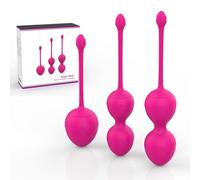 Boules de Geisha - Kegel Balls de 3 pour le contrôle de la vessie et les muscles du plancher pelvien - Kit d'entraînement Boules de Geisha Plancher Pelvien en Silicone (Rose)