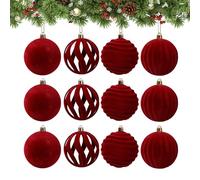 Boules de Noël,12 Pièces de Boules Flockées pour la Décoration,8 Centimètres Décoration pour Sapin de Noël Incassable | pour Intérieur Fêtes Célébrations Soirées Hiver Fenêtre Et