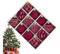 Boules de Noël - 12 Pièces Décorations Suspendues pour la Maison Intérieur | Ornements en Boule De 6 Cm pour Dessus De Table Cheminée Jardin Rampe D'Escalier Fenêtre Porche Allée Guirlande Et