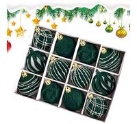 Boules de Noël, 12 pièces Pendants DE Formes DÉCORS d'arbre, Ornements de balles Doux de 2,4 Pouces, Design léger en étanche, décoration extérieure intérieure Festive, Parfaite pour la Table