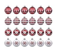 Boules de Noël - 2,36 pouces grands ornements rouges et blancs de 24 pièces incassables | Décoration de bal pour les fêtes de vacances, les fêtes d'hiver, la décoration intérieure, l'événement à