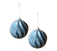 Boules de Noël, 2 pièces de pendentifs légers pour décorations d'arbres de Noël 8 cm - Décoration de Noël Vintage, Espace intérieur et Espace extérieur Hiver à la Maison fenêtre